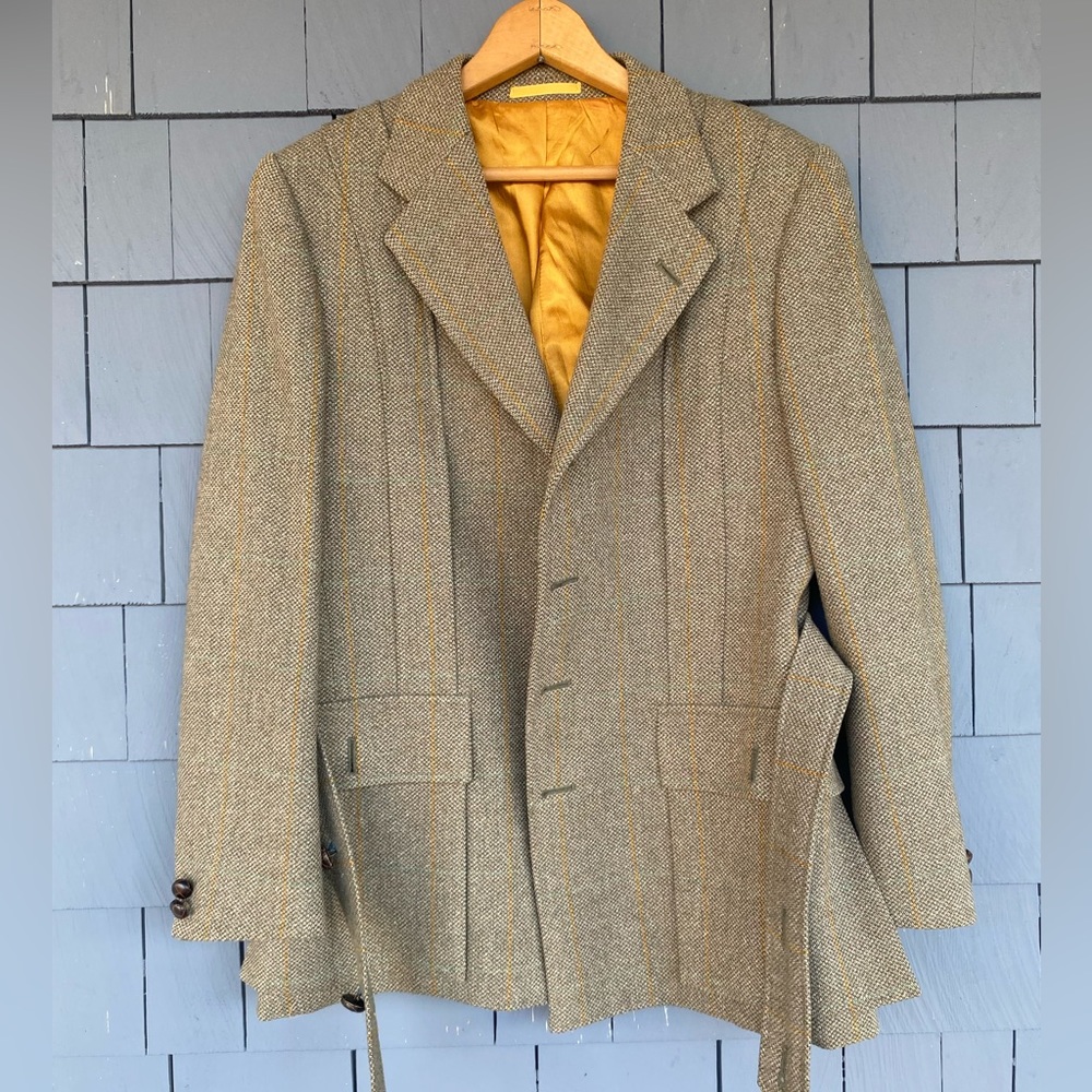 Pristine Vintage Bladen Supasax Belted English Tweed Norfolk Blazer Jacket, 38R